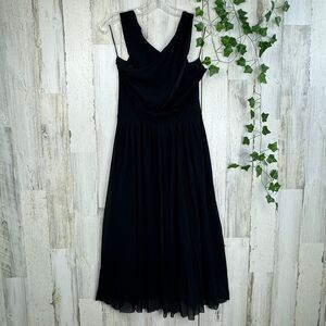 FUZZI Black Mesh Sleeveless V Neck Long Maxi Dress M